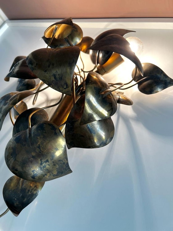 Image 1 of Vintage wall lamp leaves in bronze