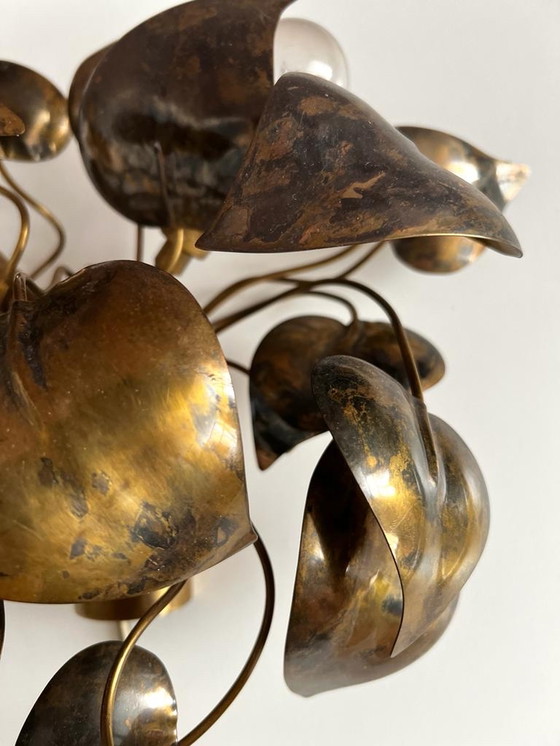 Image 1 of Vintage wall lamp leaves in bronze