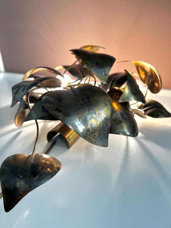 Image 1 of Vintage wall lamp leaves in bronze