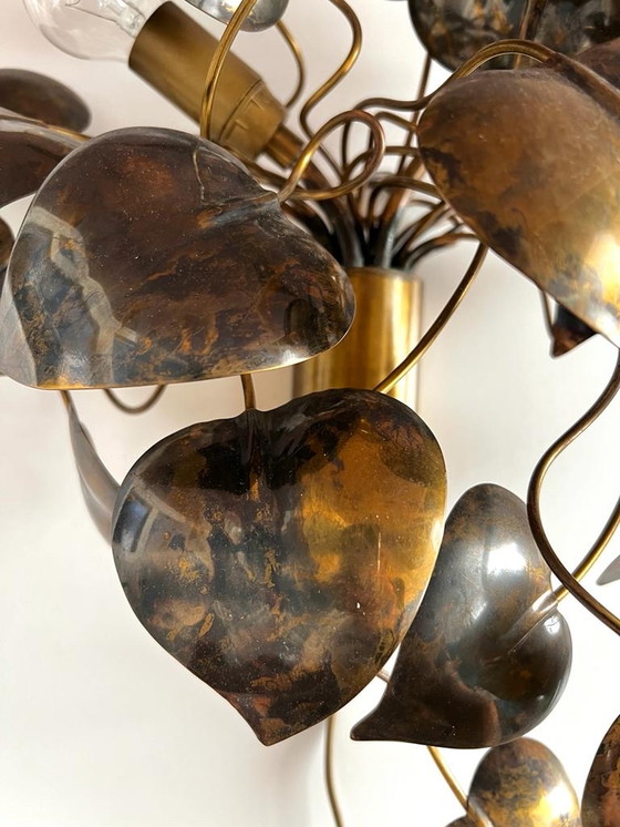 Image 1 of Vintage wall lamp leaves in bronze