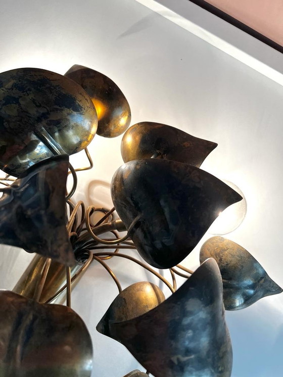 Image 1 of Vintage wall lamp leaves in bronze