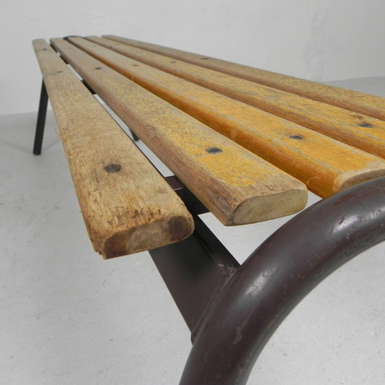 Image 1 of Industrial bench from school, slatted bench