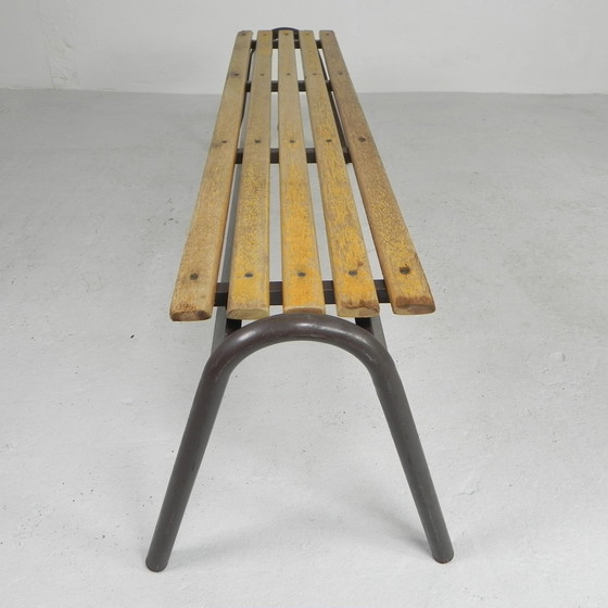 Image 1 of Industrial bench from school, slatted bench