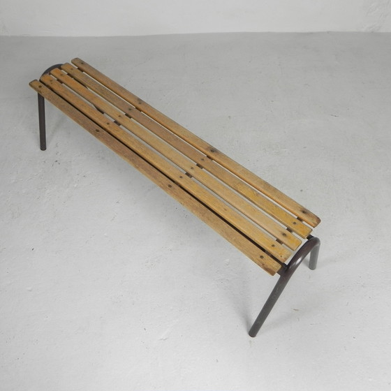 Image 1 of Industrial bench from school, slatted bench