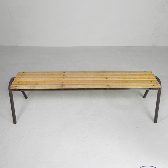 Image 1 of Industrial bench from school, slatted bench