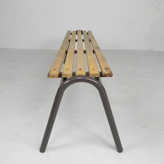 Image 1 of Industrial bench from school, slatted bench