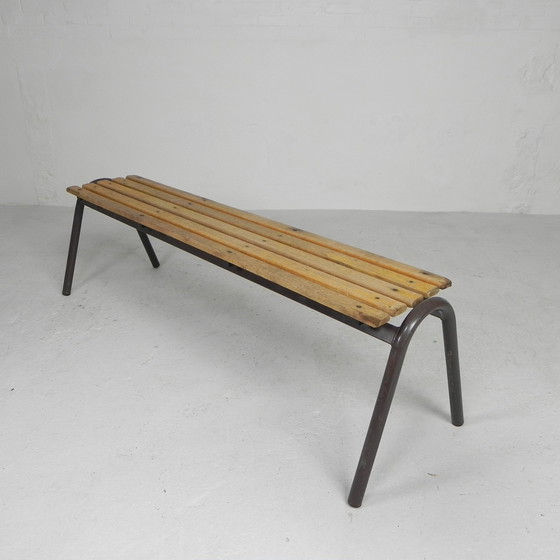 Image 1 of Industrial bench from school, slatted bench