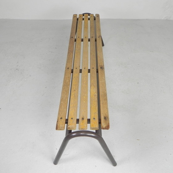 Image 1 of Industrial bench from school, slatted bench