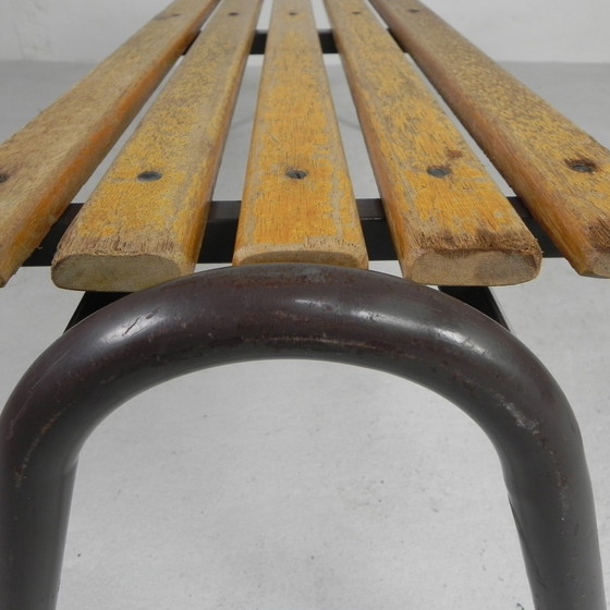 Image 1 of Industrial bench from school, slatted bench