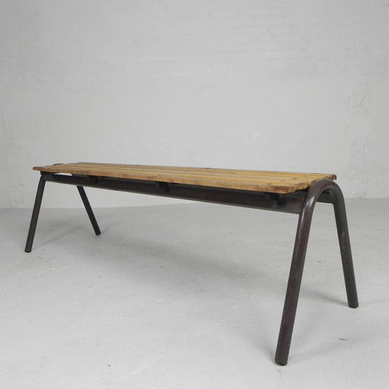 Image 1 of Industrial bench from school, slatted bench