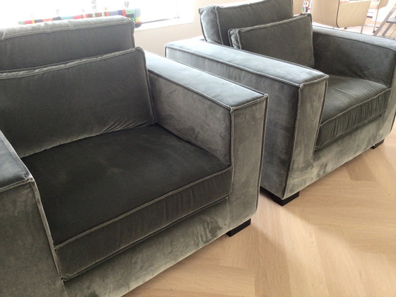 Image 1 of 2x Velvet Armchairs