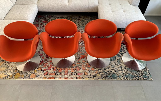 4 X Artifort Little Tulip Swivel Armchairs