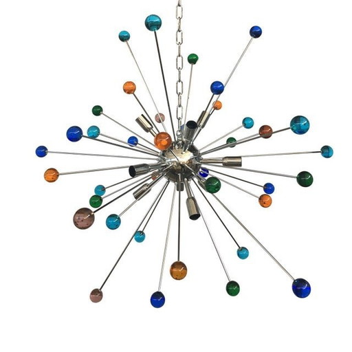 Lámpara de araña Sputnik de cristal vintage