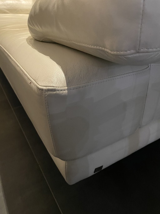 Stylish Sofa by Rolf Benz, Cream White Leather