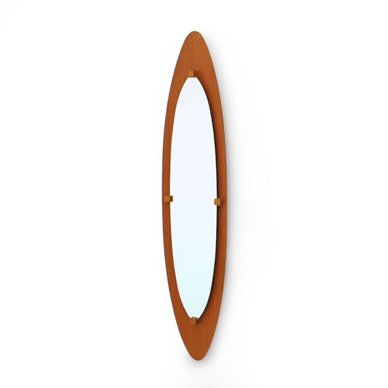 Image 1 of Vintage curved plywood mirror, Italy 1960