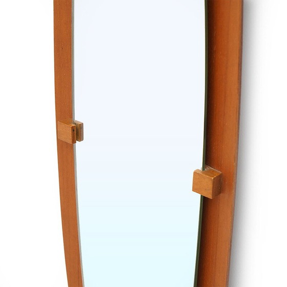 Image 1 of Vintage curved plywood mirror, Italy 1960