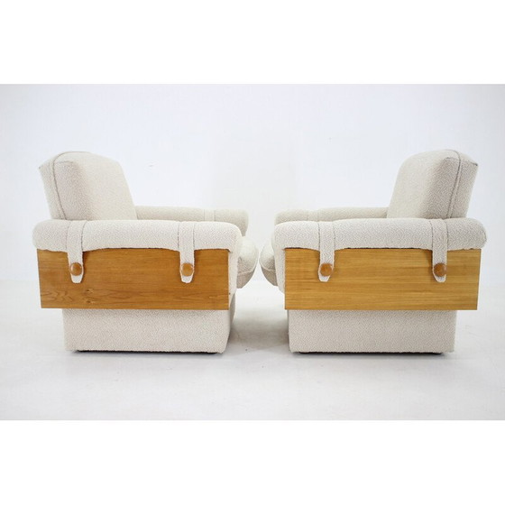 Image 1 of Coppia di poltrone vintage in legno e tessuto Boucle, Cecoslovacchia 1970