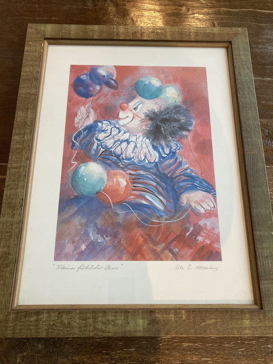 Image 1 of Ute S Mertens 2 Lithographs Of Clowns