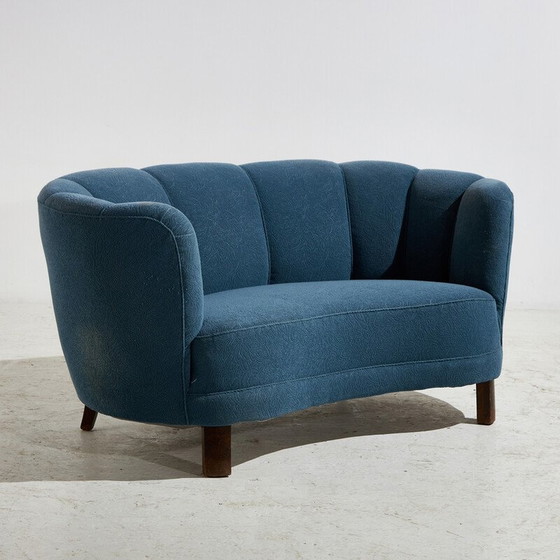 Image 1 of Vintage 2-seater sofa in wood and fabric, Denmark 1940