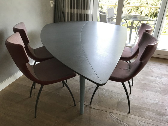 Image 1 of Castelijn Dining Table Leaf Leaf Shape + 4x Armchairs