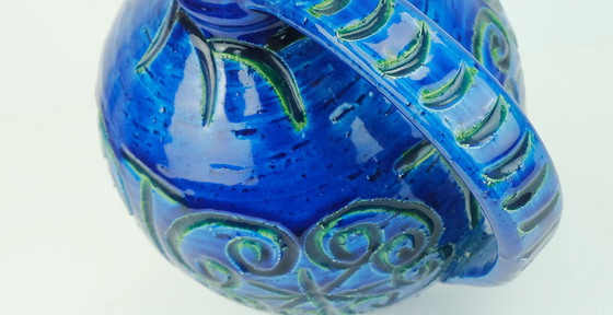 Image 1 of large italian mid century italica ars jug vase rimini blue glaze