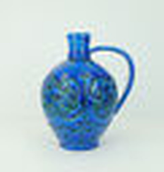 Image 1 of large italian mid century italica ars jug vase rimini blue glaze