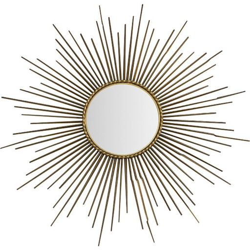 Vintage Chaty vallauris mirror in brass by Gilbert Poillerat