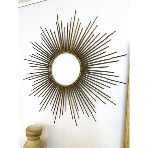 Vintage Chaty vallauris mirror in brass by Gilbert Poillerat