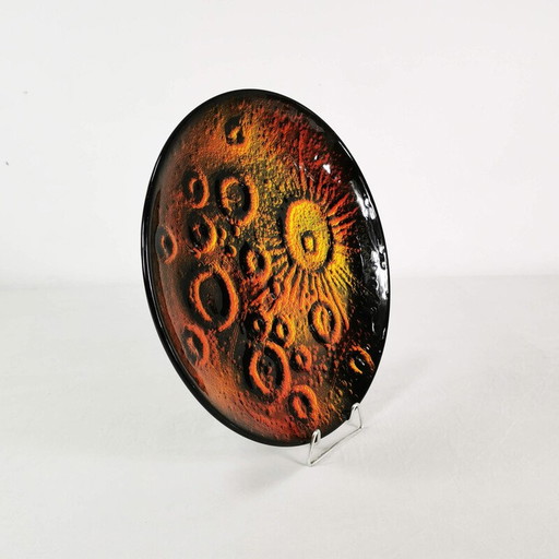 Vintage Op Art ceramic wall plate by Libero Cellarosi, Italy 1970