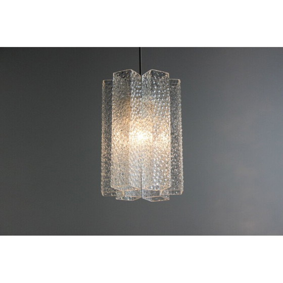 Image 1 of Vintage metal and glass ceiling lamp by Kamenický Šenov