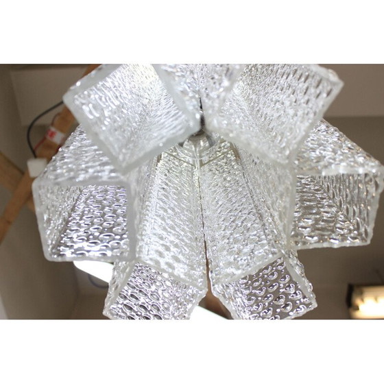 Image 1 of Vintage metal and glass ceiling lamp by Kamenický Šenov