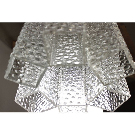 Image 1 of Vintage metal and glass ceiling lamp by Kamenický Šenov