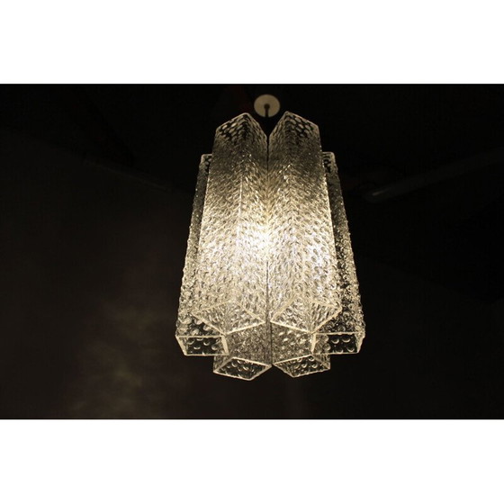 Image 1 of Vintage metal and glass ceiling lamp by Kamenický Šenov