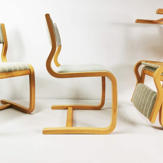 Image 1 of Set of 4 vintage beech plywood chairs by Magnus Olesen, Denmark 1970