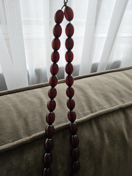 Amber Bakelite Faturan Cherry Necklace