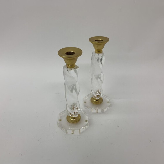 Image 1 of Coppia di candelieri vintage in lucite ritorta, 1970