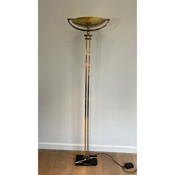 Image 1 of Vintage floor lamp in steel and brass, France 1970