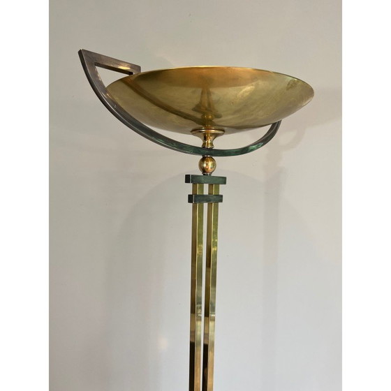 Image 1 of Vintage floor lamp in steel and brass, France 1970