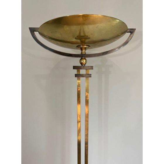 Image 1 of Vintage floor lamp in steel and brass, France 1970