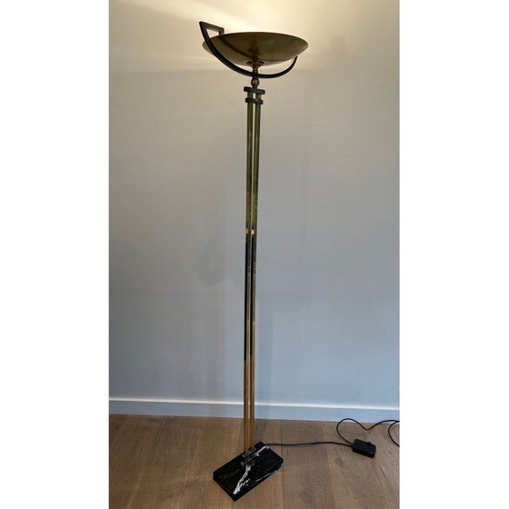 Image 1 of Vintage floor lamp in steel and brass, France 1970