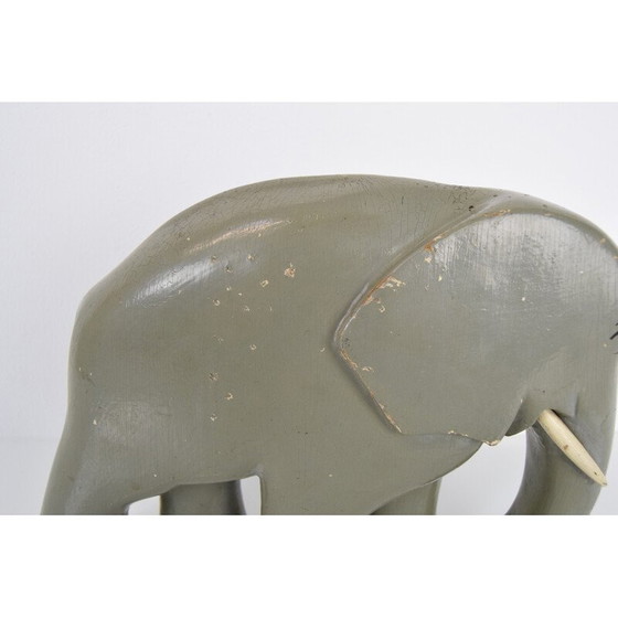 Image 1 of Art Deco vintage sculpture wood Elephant, Czechoslovakia 1930s