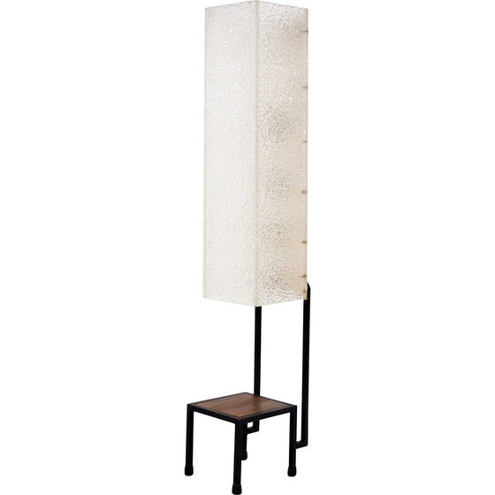 Image 1 of Vintage floor lamp in black lacquered steel and mahogany, 1960
