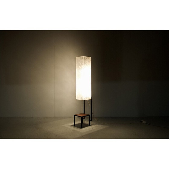 Image 1 of Vintage floor lamp in black lacquered steel and mahogany, 1960