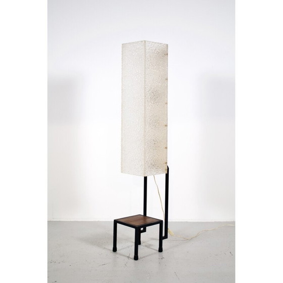 Image 1 of Vintage floor lamp in black lacquered steel and mahogany, 1960