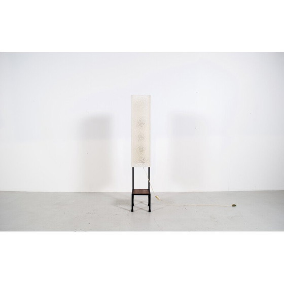 Image 1 of Vintage floor lamp in black lacquered steel and mahogany, 1960