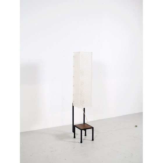 Image 1 of Vintage floor lamp in black lacquered steel and mahogany, 1960