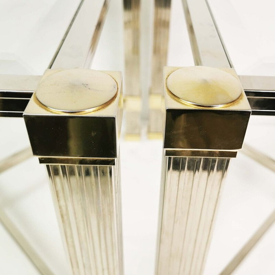 Image 1 of Pair of vintage "Hollywood Regency" coffee tables in metal and thick glass by Pierre Vandel, France 1980