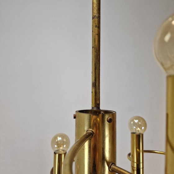 Image 1 of Vintage brass chandeliers by Gaetano Sciolari, Italy 1970