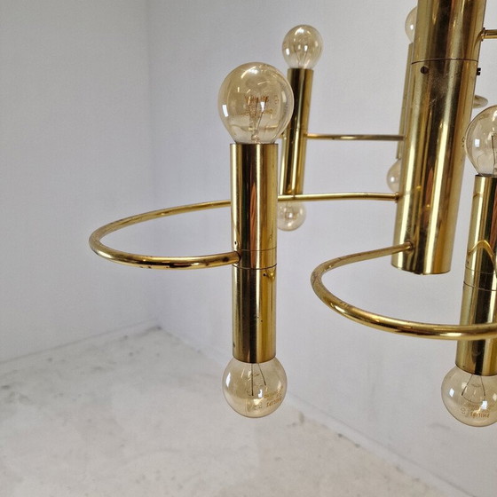 Image 1 of Vintage brass chandeliers by Gaetano Sciolari, Italy 1970