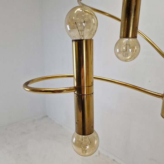 Image 1 of Vintage brass chandeliers by Gaetano Sciolari, Italy 1970